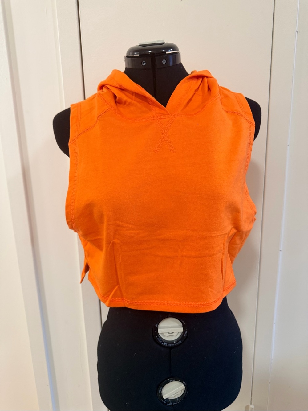 Balera Bright Orange Sleeveless Hooded Crop Top